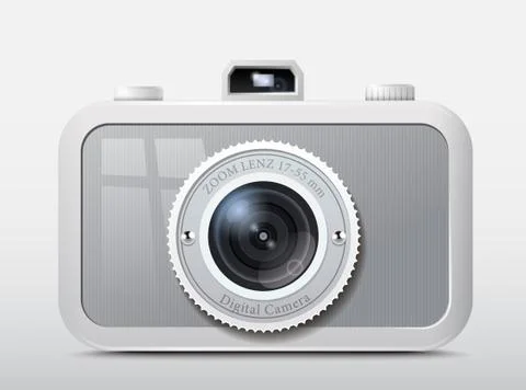 Icon grey plastic camera, vector Stock Illustration
