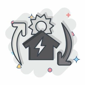 Icon Off the Grid. related to Solar Panel symbol. comic style. simple desig.. Stock Illustration