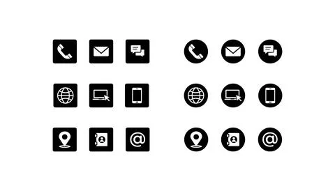 Icon Grid Representing Communication and Information Methods Illustrazione stock