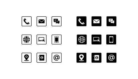 Icon Grid Representing Communication and Information Methods Stock Illustration
