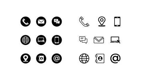 Icon Grid Representing Communication and Information Methods 스톡 일러스트