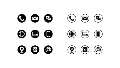 Icon Grid Representing Communication and Information Methods Stock Illustration