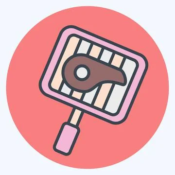 Icon Grill Gate. related to BBQ symbol. color mate style. design editable Stock Illustration