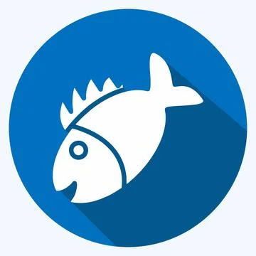 Icon Grilled Fish. suitable for Meat. long shadow style. simple design editab Stock Illustration