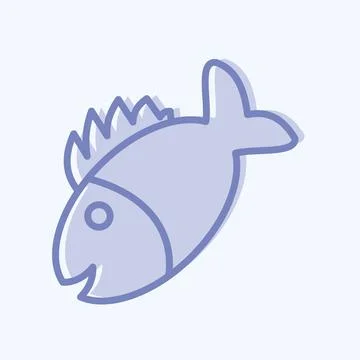 Icon Grilled Fish. suitable for Meat. two tone style. simple design editable. Stock Illustration