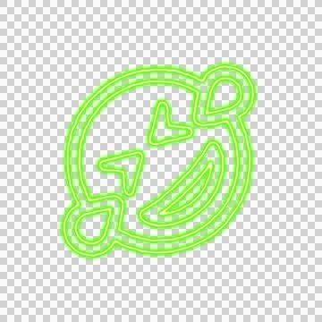 Icon grin squint tears from the flow of energy of green color. Shimmering neon Illustrazione stock