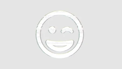 Icon grin wink is distorted. Glitch. Noise, chromatic aberration, geometric Stock Footage 303397652