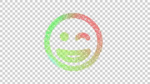 Icon grin wink is made up of LED square shapes. There are bright diodes and Ilustración de archivo