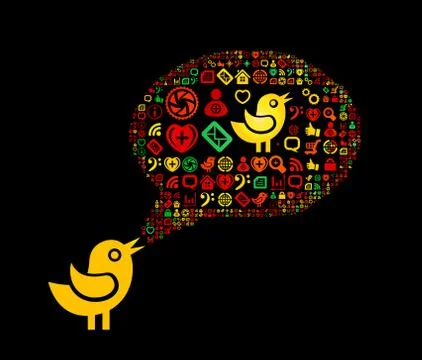 Icon group as speech bubble cloud Illustrazione stock