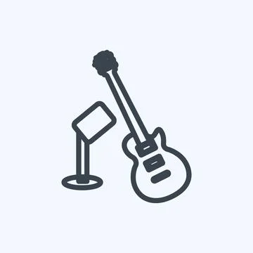 Icon Guitar and Mic. suitable for party symbol. line style. simple design edi Stock Illustration