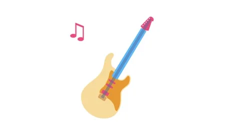 Icon of a guitar with music notes, representing the harmony and joy of music. Stock Footage 332323381