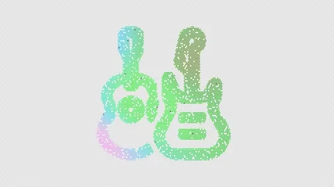 Icon guitars is made up of LED square shapes that shimmer and flicker. There are Stock Footage 297446052