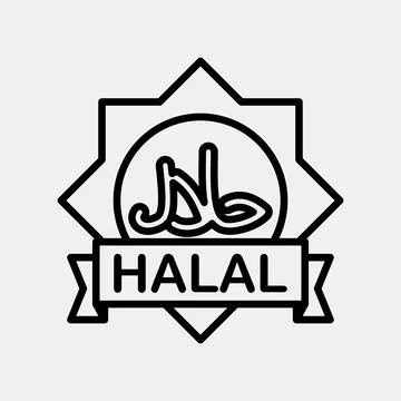 Icon halal. Islamic elements of Ramadhan, Eid Al Fitr, Eid Al Adha. Icons i.. Stock Illustration