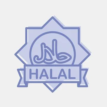Icon halal. Islamic elements of Ramadhan, Eid Al Fitr, Eid Al Adha. Icons i.. Stock Illustration