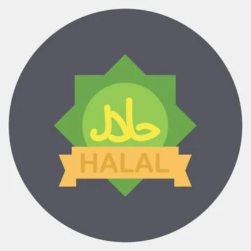 Icon halal. Islamic elements of Ramadhan, Eid Al Fitr, Eid Al Adha. Icons i.. Illustrazione stock