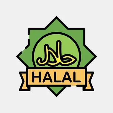Icon halal. Islamic elements of Ramadhan, Eid Al Fitr, Eid Al Adha. Icons i.. Stock Illustration