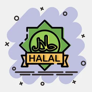 Icon halal. Islamic elements of Ramadhan, Eid Al Fitr, Eid Al Adha. Icons i.. Illustrazione stock