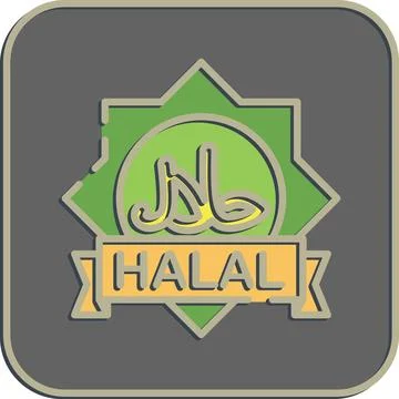 Icon halal. Islamic elements of Ramadhan, Eid Al Fitr, Eid Al Adha. Icons i.. Illustrazione stock