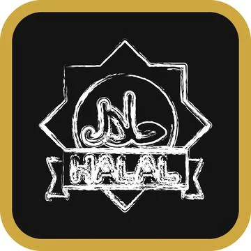 Icon halal. Islamic elements of Ramadhan, Eid Al Fitr, Eid Al Adha. Icons i.. Stock Illustration