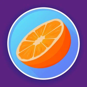 Icon with half orange fruit. Realistic vector illustration. Stock Illustration