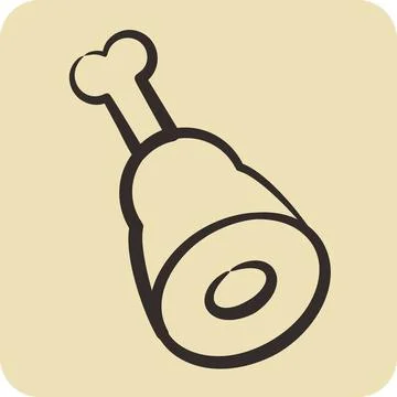 Icon Ham. suitable for education symbol. hand drawn style. simple design ed.. Stock Illustration
