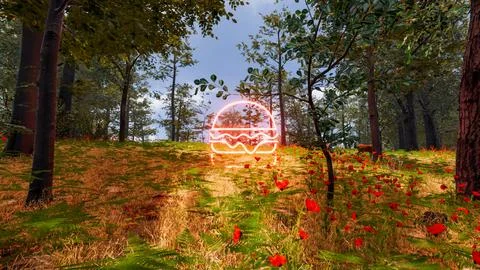 Icon of a hamburger with a natural environment in the background 3d render Stock Illustration