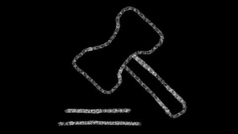 Icon, hammer auction designed with drawing style on chalkboard, animated footage Stock Footage 118519995