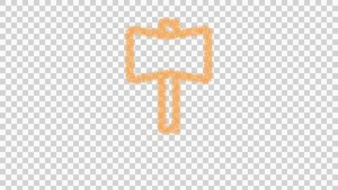 Icon hammer war is made of yellow grains of sand. Some grains of sand fall down. Ilustração Stock