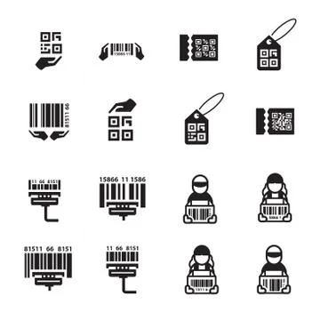 Icon Hand and Barcode Design set Stock Illustration
