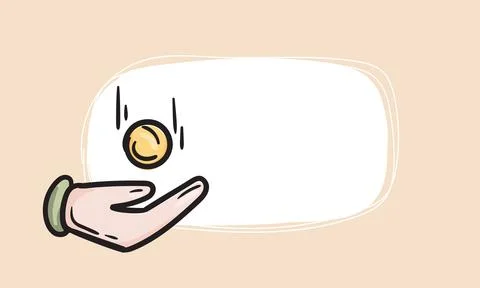 Icon hand catching a coin. Vector background Stock Illustration