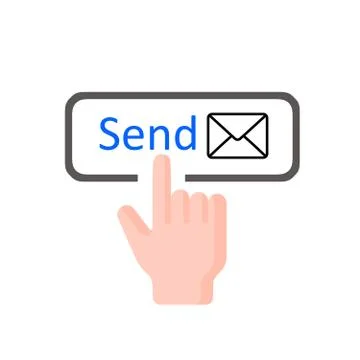 Icon Hand Finger Press Send Information Symbol Message On White Background Stock Illustration
