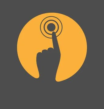 Icon with hand finger press on touchscreen isolated on gray Stock Illustration