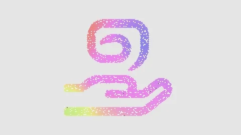 Icon hand holding magic is made up of LED square shapes that shimmer and Stock Footage 297442441
