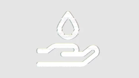 Icon hand holding water is distorted. Glitch. Noise, chromatic aberration, Stock Footage 301440477