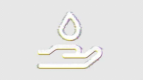 Icon hand holding water is distorted. Glitch. Noise, chromatic aberration, Stock Footage 301442069