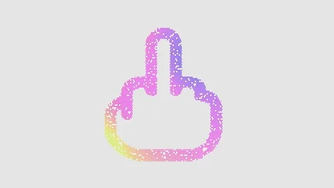 Icon hand middle finger is made up of LED square shapes that shimmer and Stock Footage 297444012
