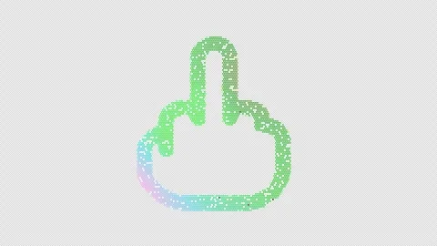Icon hand middle finger is made up of LED square shapes that shimmer and Stock Footage 297445736