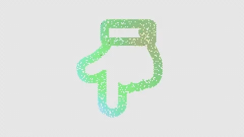 Icon hand point down is made up of LED square shapes that shimmer and flicker. Stock Footage 292533341