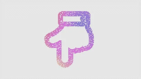 Icon hand point down is made up of LED square shapes that shimmer and flicker. Stock Footage 292535255