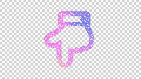 Icon hand point down is made up of LED square shapes. There are bright diodes Stock Illustration