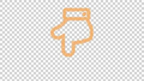 Icon hand point down is made of yellow grains of sand. Some grains of sand fall Stock Illustration