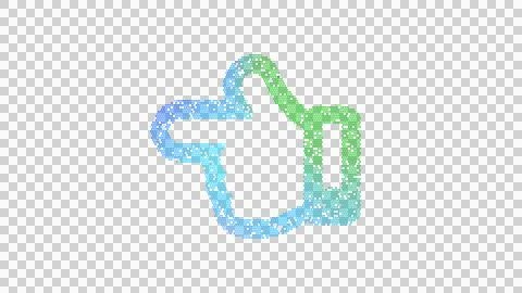 Icon hand point left is made up of LED square shapes. There are bright diodes Stock Illustration