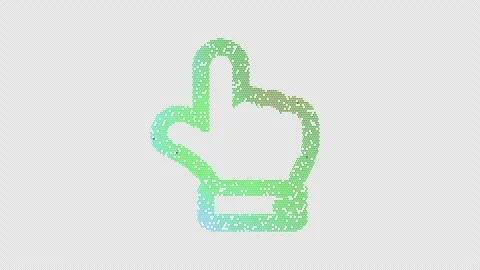 Icon hand point up is made up of LED square shapes that shimmer and flicker. Stock Footage 292533484