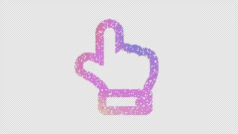 Icon hand point up is made up of LED square shapes that shimmer and flicker. Stock Footage 292535289