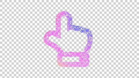Icon hand point up is made up of LED square shapes. There are bright diodes and Stock Illustration