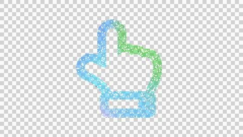 Icon hand point up is made up of LED square shapes. There are bright diodes and Stock Illustration