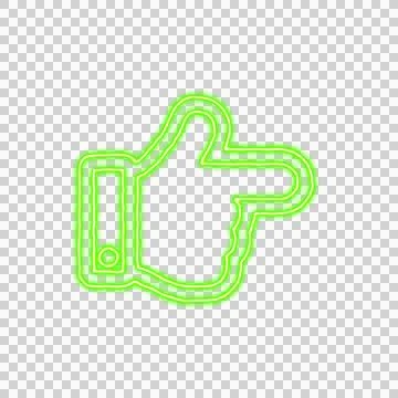 Icon hand point right from the flow of energy of green color. Shimmering neon 스톡 일러스트