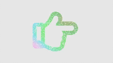 Icon hand point right is made up of LED square shapes that shimmer and flicker. Stock Footage 292533416