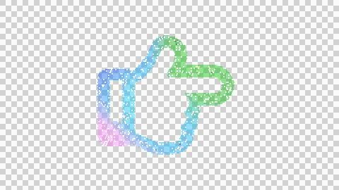Icon hand point right is made up of LED square shapes. There are bright diodes 스톡 일러스트
