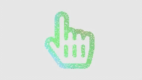 Icon hand pointer is made up of LED square shapes that shimmer and flicker. Stock Footage 292533615